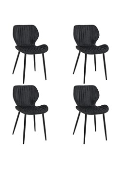 Cztery czarne welurowe krzesła - Oferion 4X ze sklepu Edinos.pl w kategorii Krzesła - zdjęcie 172323098