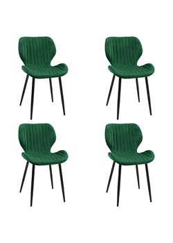 Tapicerowany komplet 4 krzeseł butelkowa zieleń - Oferion 4X ze sklepu Edinos.pl w kategorii Krzesła - zdjęcie 172323105