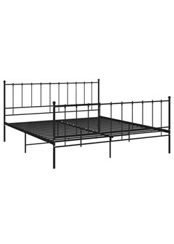 Czarne metalowe łóżko z zagłówkiem 200x200 cm - Cesaro ze sklepu Edinos.pl w kategorii Łóżka i materace - zdjęcie 172323166