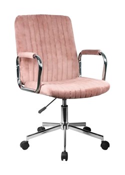 Różowy welurowy fotel do biurka - Tevors ze sklepu Edinos.pl w kategorii Krzesła biurowe - zdjęcie 172323565