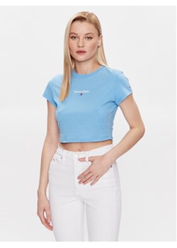 Tommy Jeans T-Shirt Essential Logo DW0DW15444 Błękitny Regular Fit ze sklepu MODIVO w kategorii Bluzki damskie - zdjęcie 172325787