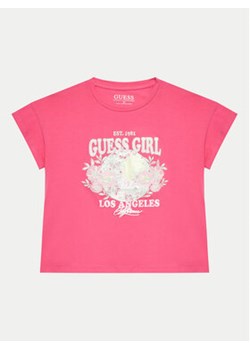 Guess T-Shirt J4GI24 K6YW4 Różowy Boxy Fit ze sklepu MODIVO w kategorii Bluzki dziewczęce - zdjęcie 172325859