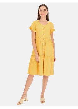 Żółta letnia sukienka z lnem i wiskozą L'AF Tera ze sklepu Eye For Fashion w kategorii Sukienki - zdjęcie 172327318