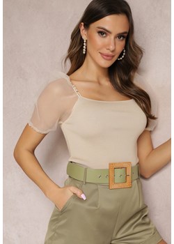 Jasnobeżowa Bluzka Avani ze sklepu Renee odzież w kategorii Bluzki damskie - zdjęcie 172329559