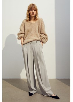 H & M - Szerokie spodnie z wełną - Brązowy ze sklepu H&M w kategorii Spodnie damskie - zdjęcie 172330475