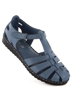 Skórzane sandały damskie pełne ażurowe niebieskie T.Sokolski A88 ze sklepu ButyModne.pl w kategorii Sandały damskie - zdjęcie 172331128