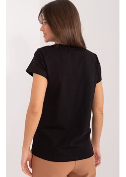 Czarny t-shirt damski z motylem RV-TS-9637.39, Kolor czarny-wzór, Rozmiar S/M, BASIC FEEL GOOD ze sklepu Primodo w kategorii Bluzki damskie - zdjęcie 172332165