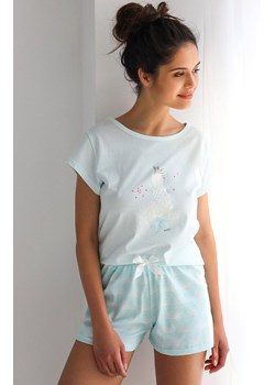 Piżama damska na krótki rękaw i krótkie spodenki Parrot, Kolor miętowy-wzór, Rozmiar S, SENSIS ze sklepu Primodo w kategorii Piżamy damskie - zdjęcie 172332218