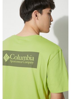 Columbia t-shirt bawełniany North Cascades kolor zielony z nadrukiem 1834041 ze sklepu PRM w kategorii T-shirty męskie - zdjęcie 172332517