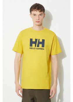 Helly Hansen t-shirt bawełniany męski kolor żółty z aplikacją ze sklepu PRM w kategorii T-shirty męskie - zdjęcie 172332739