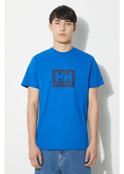 Helly Hansen t-shirt bawełniany kolor niebieski z nadrukiem ze sklepu PRM w kategorii T-shirty męskie - zdjęcie 172332747