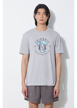 Columbia t-shirt bawełniany Rapid Ridge męski kolor szary z nadrukiem 1888813 ze sklepu PRM w kategorii T-shirty męskie - zdjęcie 172332866