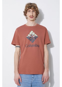 Columbia t-shirt bawełniany Rapid Ridge kolor czerwony z nadrukiem 1888813 ze sklepu PRM w kategorii T-shirty męskie - zdjęcie 172332868