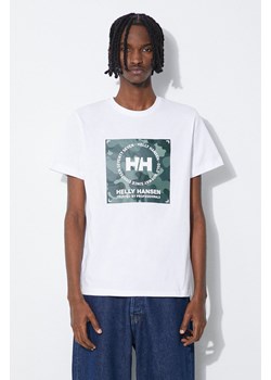 Helly Hansen t-shirt bawełniany kolor biały wzorzysty ze sklepu PRM w kategorii T-shirty męskie - zdjęcie 172333036