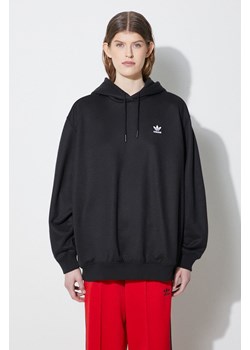 adidas Originals bluza Trefoil Hoodie damska kolor czarny z kapturem z nadrukiem IU2409 ze sklepu PRM w kategorii Bluzy damskie - zdjęcie 172333095