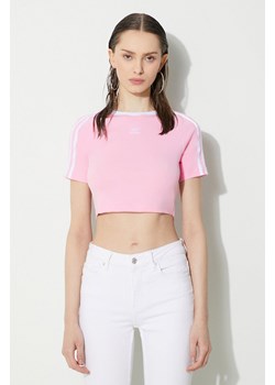 adidas Originals t-shirt 3-Stripes Baby Tee damski kolor różowy IP0664 ze sklepu PRM w kategorii Bluzki damskie - zdjęcie 172333847