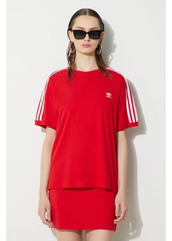 adidas Originals t-shirt 3-Stripes Tee damski kolor czerwony IR8050 ze sklepu PRM w kategorii Bluzki damskie - zdjęcie 172333857