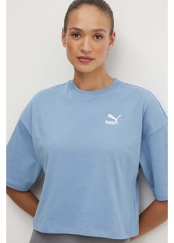 Puma t-shirt bawełniany damski kolor niebieski 624226 ze sklepu PRM w kategorii Bluzki damskie - zdjęcie 172333929