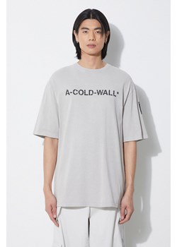 A-COLD-WALL* t-shirt bawełniany Overdye Logo T-Shirt męski kolor szary z nadrukiem ACWMTS186 ze sklepu PRM w kategorii T-shirty męskie - zdjęcie 172334109