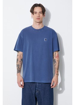 Carhartt WIP t-shirt bawełniany S/S Nelson T-Shirt męski kolor granatowy gładki I029949.1ZFGD ze sklepu PRM w kategorii T-shirty męskie - zdjęcie 172334119