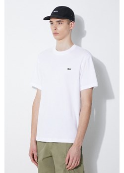 Lacoste t-shirt bawełniany męski kolor biały gładki ze sklepu PRM w kategorii T-shirty męskie - zdjęcie 172334135