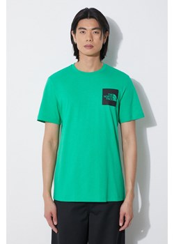 The North Face t-shirt bawełniany M S/S Fine Tee męski kolor zielony z nadrukiem NF0A87NDPO81 ze sklepu PRM w kategorii T-shirty męskie - zdjęcie 172334149