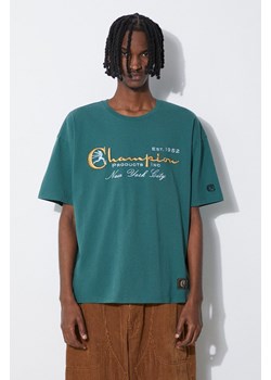 Champion t-shirt bawełniany męski kolor zielony z aplikacją 219998 ze sklepu PRM w kategorii T-shirty męskie - zdjęcie 172334159