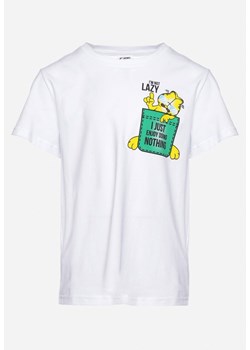 Biała Koszulka T-shirt z Nadrukiem z Kotem Palialia ze sklepu Born2be Odzież w kategorii T-shirty chłopięce - zdjęcie 172335875