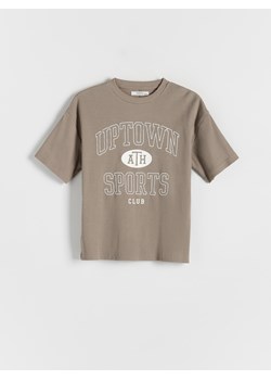 Reserved - T-shirt oversize z nadrukiem - brązowy ze sklepu Reserved w kategorii T-shirty chłopięce - zdjęcie 172337167