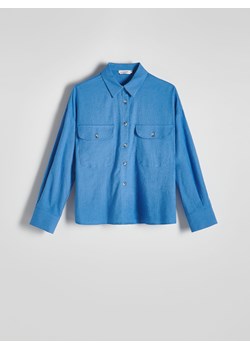 Reserved - Koszula z domieszką lnu - niebieski ze sklepu Reserved w kategorii Koszule damskie - zdjęcie 172337208