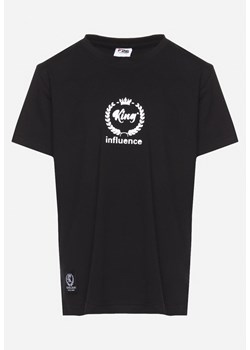 Czarna Bawełniana Koszulka T-shirt z Krótkim Rękawem i Nadrukiem Kinmalia ze sklepu Born2be Odzież w kategorii T-shirty chłopięce - zdjęcie 172338255