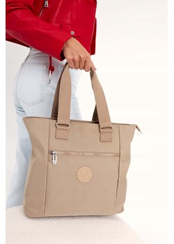 Nylonowy, pojemny shopper damski beżowy - Peterson ze sklepu 5.10.15 w kategorii Torby Shopper bag - zdjęcie 172338305