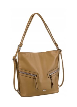 Beżowa, pojemna torebka damska ze skóry ekologicznej - Rovicky ze sklepu 5.10.15 w kategorii Torby Shopper bag - zdjęcie 172338316