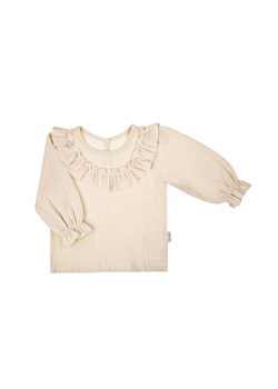 Beżowa bluzka bawełniana z długim rękawem dla dziewczynki ze sklepu 5.10.15 w kategorii Bluzki dziewczęce - zdjęcie 172338429