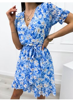 Niebieska Sukienka w Kwiatki ze sklepu ModnaKiecka.pl w kategorii Sukienki - zdjęcie 172338798