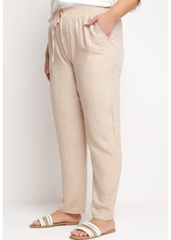 Beżowe Spodnie z Wiązaniem w Pasie i Kieszeniami Truvolia ze sklepu Born2be Odzież w kategorii Spodnie damskie - zdjęcie 172339506