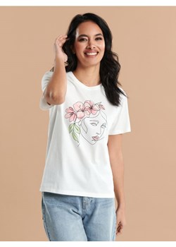 Sinsay - Koszulka z nadrukiem - kremowy ze sklepu Sinsay w kategorii Bluzki damskie - zdjęcie 172341589