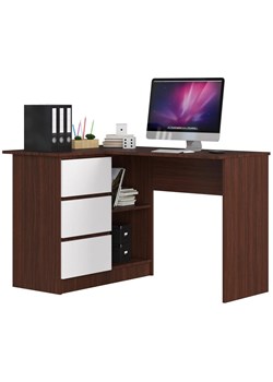 Narożne biurko klasyczne wenge + biały - Heron 3X ze sklepu Edinos.pl w kategorii Biurka i sekretarzyki - zdjęcie 172342377