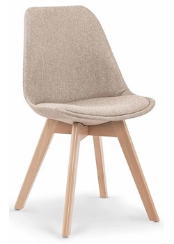Beżowe tapicerowane stylowe krzesło drewniane - Nives ze sklepu Edinos.pl w kategorii Krzesła - zdjęcie 172342506