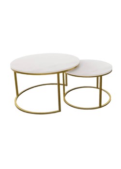 Zestaw dwóch stolików kawowych w stylu glamur marmur + złoty - Mirden 4X ze sklepu Edinos.pl w kategorii Stoliki kawowe - zdjęcie 172342578