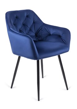 Granatowe pikowane krzesło fotelowe - Damo ze sklepu Edinos.pl w kategorii Krzesła - zdjęcie 172342967