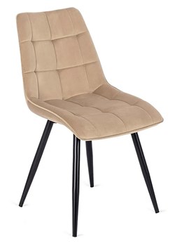 Beżowe nowoczesne krzesło welurowe - Vano ze sklepu Edinos.pl w kategorii Krzesła - zdjęcie 172343347