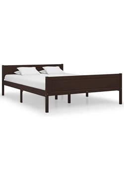 Drewniane małżeńskie łóżko ciemny brąz 160x200 - Siran 6X ze sklepu Edinos.pl w kategorii Łóżka i materace - zdjęcie 172343355