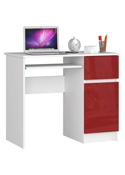 Młodzieżowe biurko biało - czerwone z półkami połysk Strit 6X ze sklepu Edinos.pl w kategorii Biurka i sekretarzyki - zdjęcie 172343446