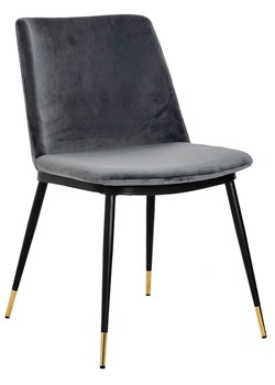 Welurowe krzesło szare tapicerowane - Gambo 3X ze sklepu Edinos.pl w kategorii Krzesła - zdjęcie 172343548