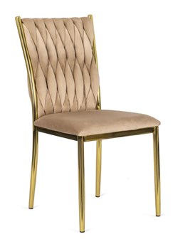 Beżowe nowoczesne welurowe krzesło z plecionką - Orvo ze sklepu Edinos.pl w kategorii Krzesła - zdjęcie 172343837