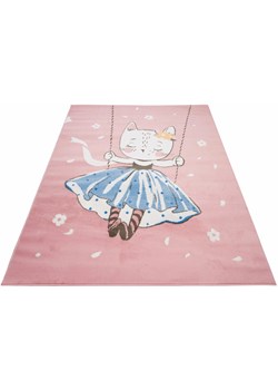 Różowy nowoczesny dywan z kotem Jomi 7X ze sklepu Edinos.pl w kategorii Tekstylia dziecięce - zdjęcie 172343985