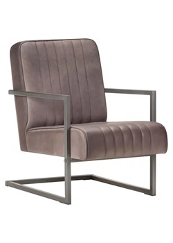 Szarobrązowy skórzany fotel wypoczynkowy - Sykso ze sklepu Edinos.pl w kategorii Fotele - zdjęcie 172344806