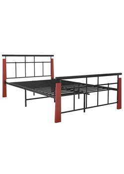 Metalowe rustykalne łóżko czarny + ciemny dąb 140x200 cm D3-T28 ze sklepu Edinos.pl w kategorii Łóżka i materace - zdjęcie 172345195
