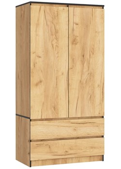 Szafa dwudrzwiowa na ubrania dąb craft - Hino 3X ze sklepu Edinos.pl w kategorii Szafy - zdjęcie 172345297